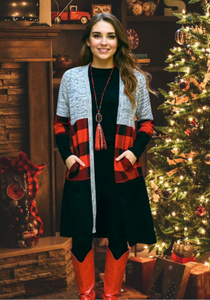 BUFFALO PLAID CARDIGAN WITH POCKETS
