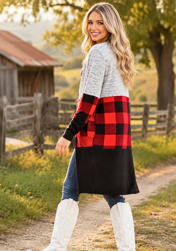 BUFFALO PLAID CARDIGAN WITH POCKETS