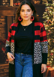 BUFFALO  PLAID & LEOPARD CARDIGAN