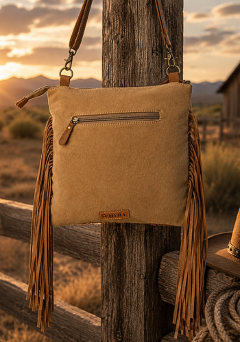 TUMBLEWEED TRAIL FRINGED HAND-TOOLED BAG