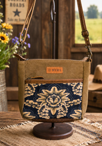 CRESTBLOOM VINTAGE CROSSBODY BAG-NAVY