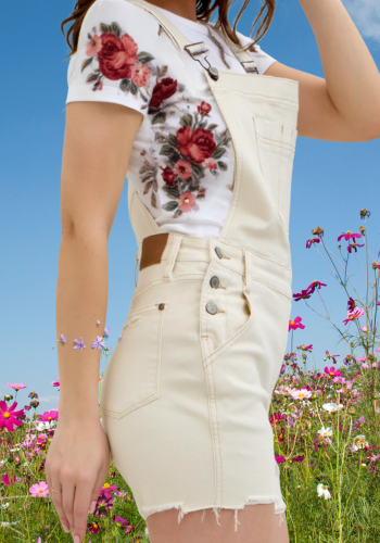 JUDY BLUE HIGH WAIST DESTROY OVERALL SHORTS