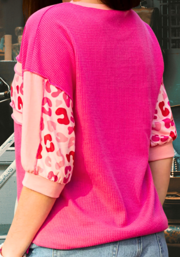 PINK LEOPARD COLOR BLOCK TOP