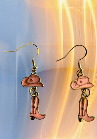 BOOT & HAT PINK EARRINGS