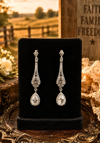 CUBIC ZIRCONIA DANGLE EARRINGS