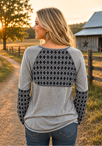 GEOMETRIC PATCHWORK TOP