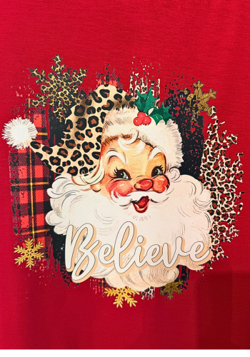 RED & LEOPARD CHRISTMAS SANTA TOP