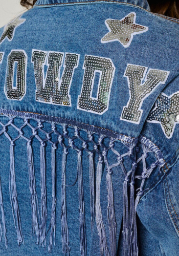 "HOWDY" SEQUIN & FRINGE JEAN JACKET