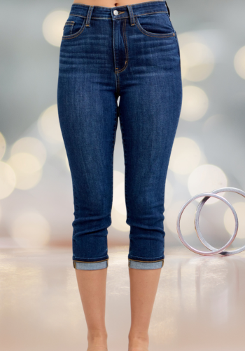 JUDY BLUE HIGH WAIST CAPRI WITH SINGLE CUFF