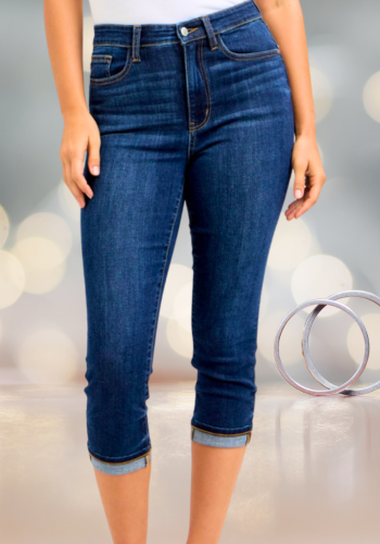 JUDY BLUE HIGH WAIST CAPRI WITH SINGLE CUFF