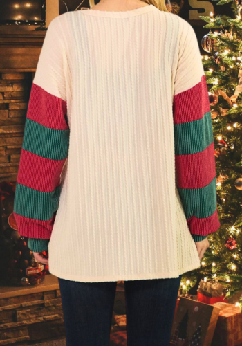 "MERRY CHRISTMAS" SEQUINS PATCH BLOUSE
