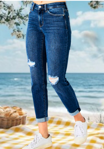 JUDY BLUE MID-RISE DESTROY SLIM JEAN