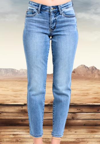 MID-RISE VINTAGE WASH SLIM FIT W/CELL PHONE POCKET JEANS