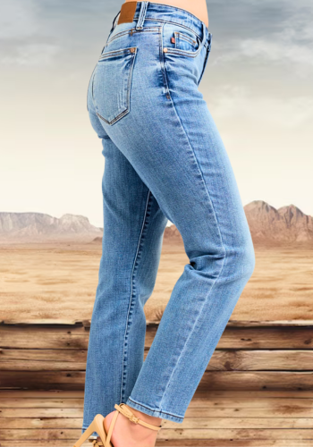 MID-RISE VINTAGE WASH SLIM FIT W/CELL PHONE POCKET JEANS