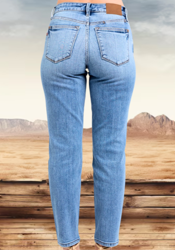 MID-RISE VINTAGE WASH SLIM FIT W/CELL PHONE POCKET JEANS