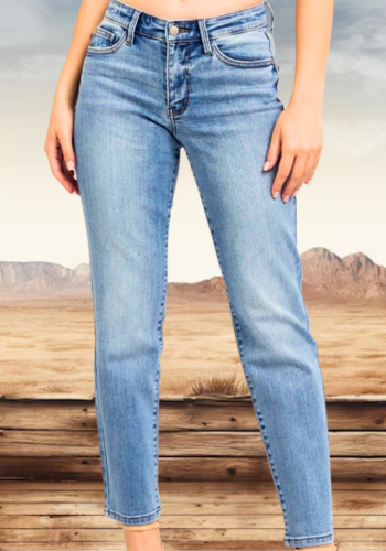 MID-RISE VINTAGE WASH SLIM FIT W/CELL PHONE POCKET JEANS
