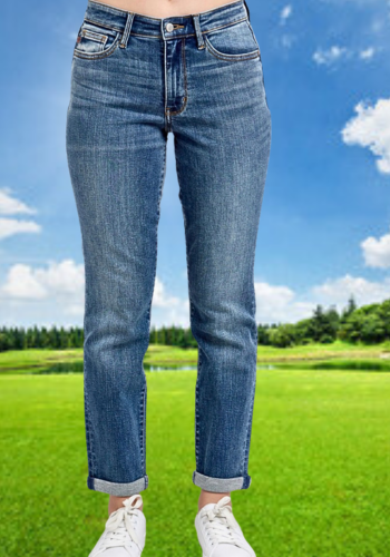 JUDY BLUE MID-RISE VINTAGE WASHED NON-DESTROY BOYFRIEND JEAN