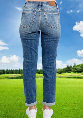 JUDY BLUE MID-RISE VINTAGE WASHED NON-DESTROY BOYFRIEND JEAN