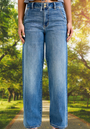 JUDY BLUE HIGH WAIST COLUMN WITH TROUSER STYLING JEAN