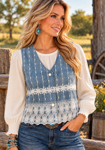 ORIGINAL DENIM EMBROIDERED VEST