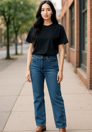 JUDY BLUE HIGH WAIST DOME STUDS DELATIL JEANS