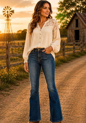 MID-RISE DAISY BOOTCUT WITH HARNESS TRIM JEAN