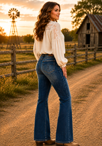 MID-RISE DAISY BOOTCUT WITH HARNESS TRIM JEAN