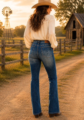 MID-RISE DAISY BOOTCUT WITH HARNESS TRIM JEAN