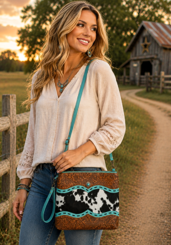 STELLONA CANYON EMBROSSED HAIRON BAG