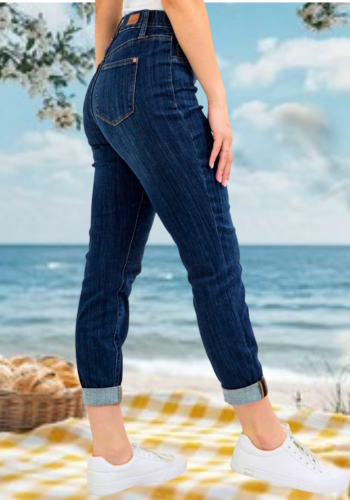 JUDY BLUE HIGH WAIST PULL ON DOUBLE CUFF JEAN