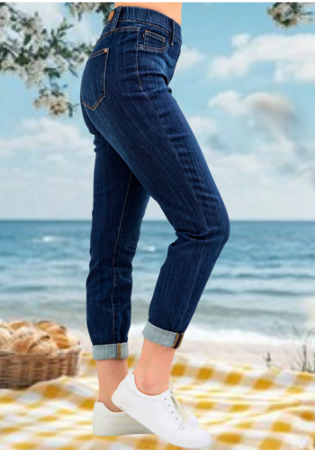 JUDY BLUE HIGH WAIST PULL ON DOUBLE CUFF JEAN