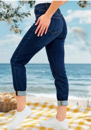 JUDY BLUE HIGH WAIST PULL ON DOUBLE CUFF JEAN