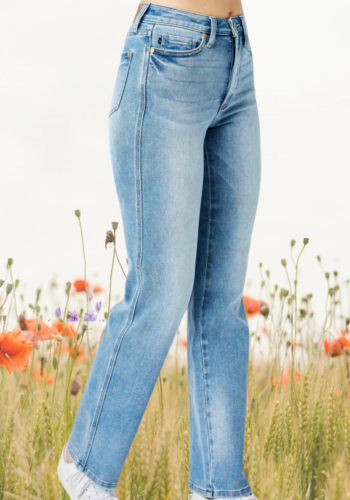JUDY BLUE HIGH WAIST TUMMY CONTROL CONTRAST WASH STRAIGHT LEG JEAN