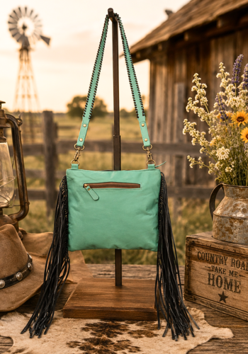 MILSTONE FRINGED HAND-TOOLED BAG