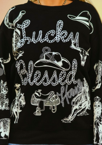 BLACK LUCKY & BLESSED SWEATSHIRT