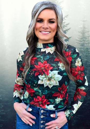 MEET ME UNDER THE POINSETTIA MESH TOP