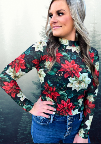 MEET ME UNDER THE POINSETTIA MESH TOP