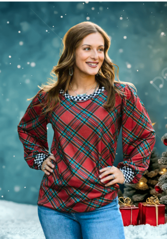 MERRY AND CHECKED TOP