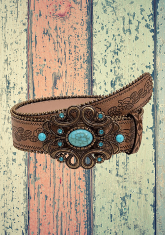 WESTERN BROWN PATTERN BELT-40"