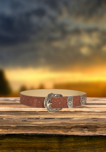 WESTERN COWGIRL BROWN PRINTED BELT