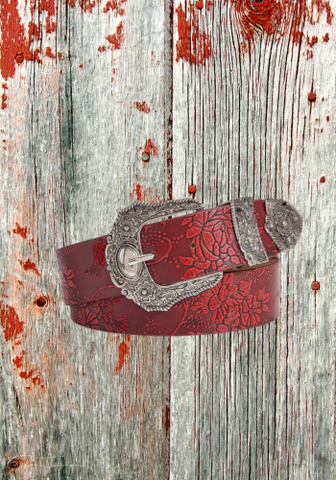 WESTERN COWGIRL RED PRINTED BELT