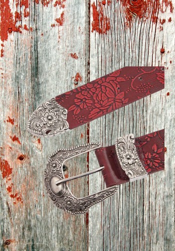 WESTERN COWGIRL RED PRINTED BELT