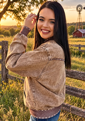 BUCKSKIN BUCKSTITCH BOMBER JACKET