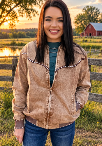 BUCKSKIN BUCKSTITCH BOMBER JACKET