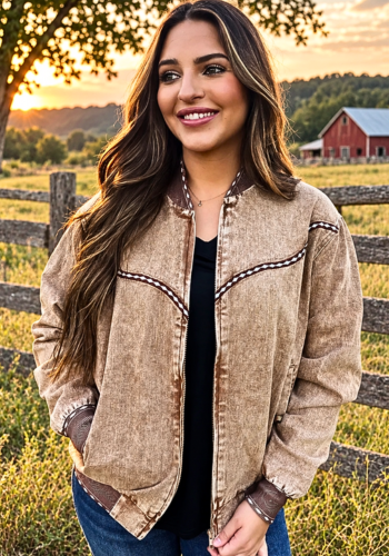 BUCKSKIN BUCKSTITCH BOMBER JACKET
