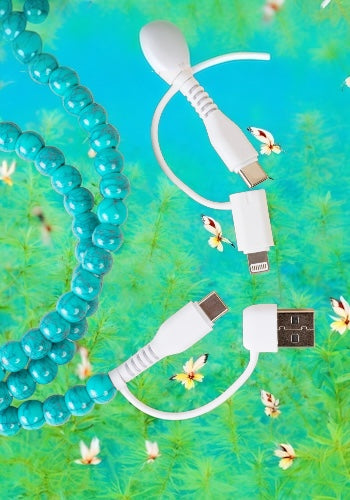 TURQUOISE 4-IN-1  BEADED CHARGING CABLE