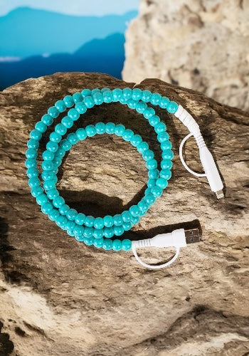 TURQUOISE 4-IN-1  BEADED CHARGING CABLE