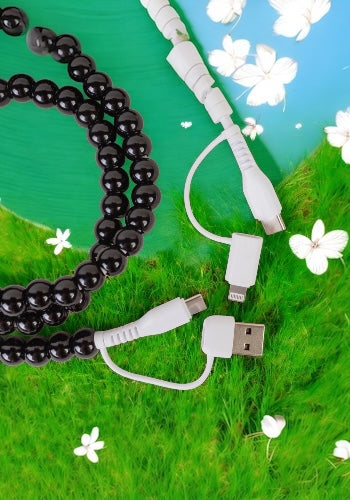 BLACK 4-IN-1 BEADED CHARGING CABLE
