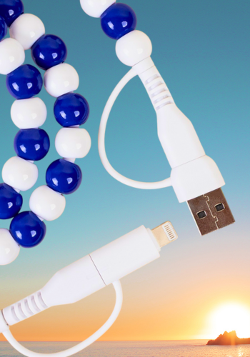 ROYAL BLUE & WHITE 4 IN 1 CHARGING CABLE