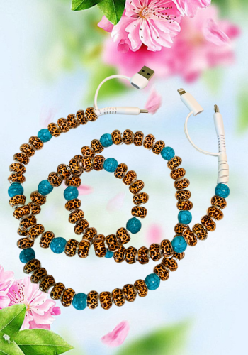 LEOPARD & TURQUOISE 4 IN 1 CHARGING CABLE